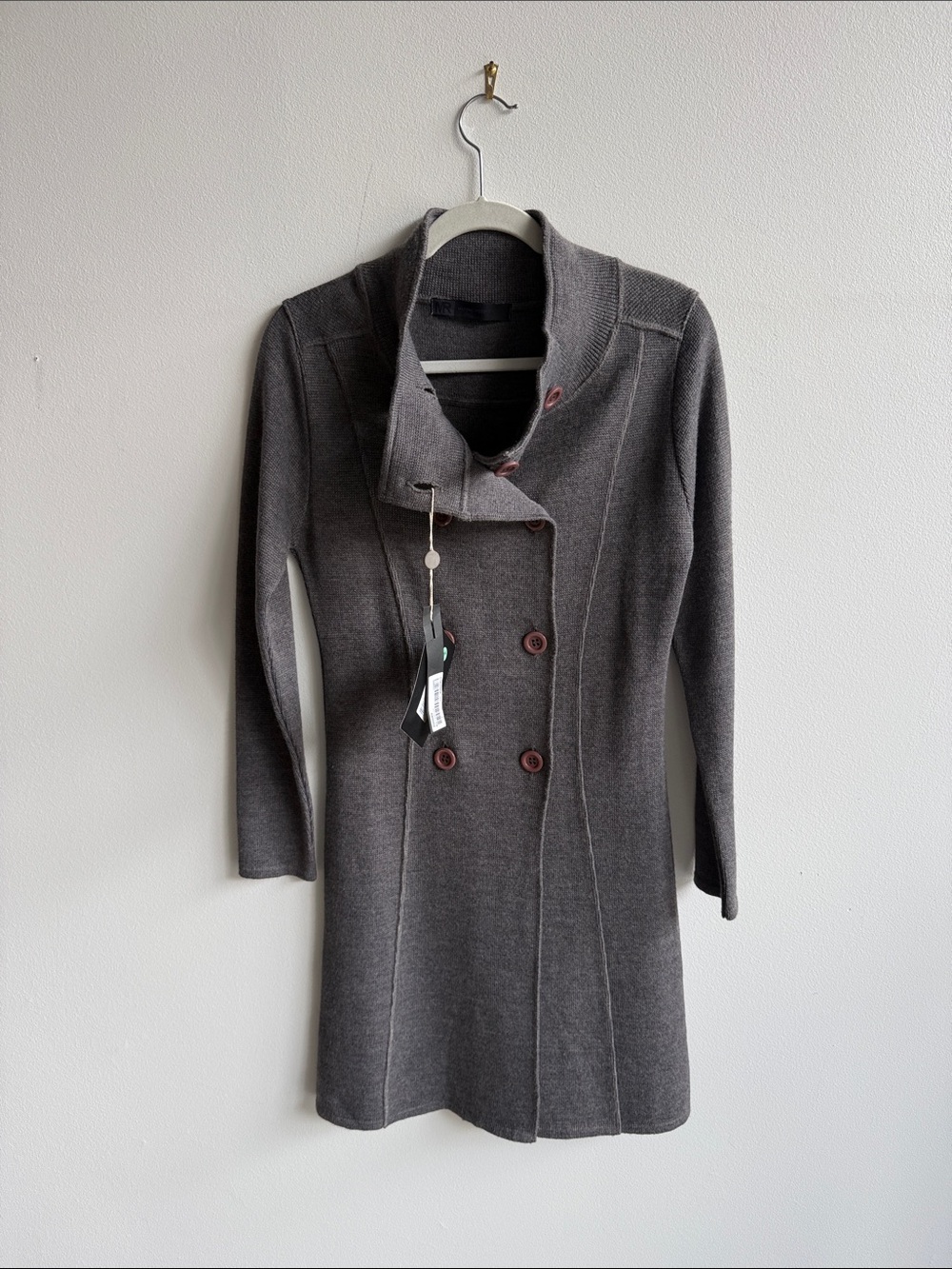 Massimo Rebecchi Charcoal Double-Breasted Knit Trench Coat